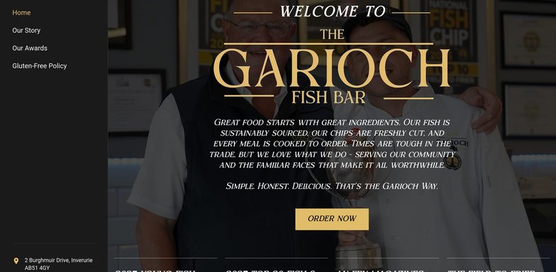 The Garioch Fish Bar website homepage