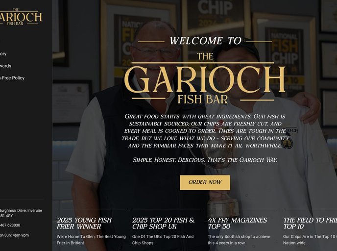 The Garioch Fish Bar website homepage